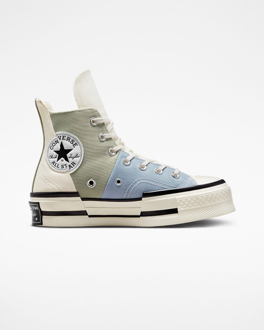Men\'s Converse Chuck 70 Plus Material Mashup High Top Shoes Olive | AU 0538EZ